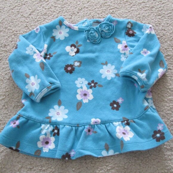 Small Wonders Pullover‎ Shirt Girls Size 3-6M Blue Long Sleeve Rose Floral Top - Picture 6 of 6